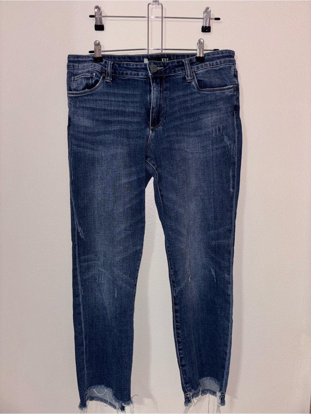 Kut from the Kloth Medium/Dark Blue Distressed Skinny Jeans